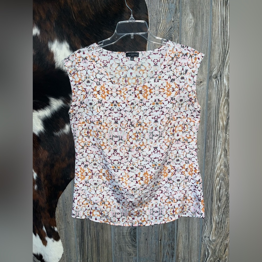 The Limited Cream with colorful floral design size medium Sleeveless Blouse